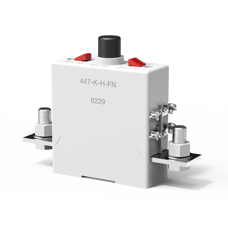 Typ 446/447/449 von E-T-A: Einpolige, thermisch-magnetische Leistungsschutzschalter mit Sockelbefestigung und Handauslöser.